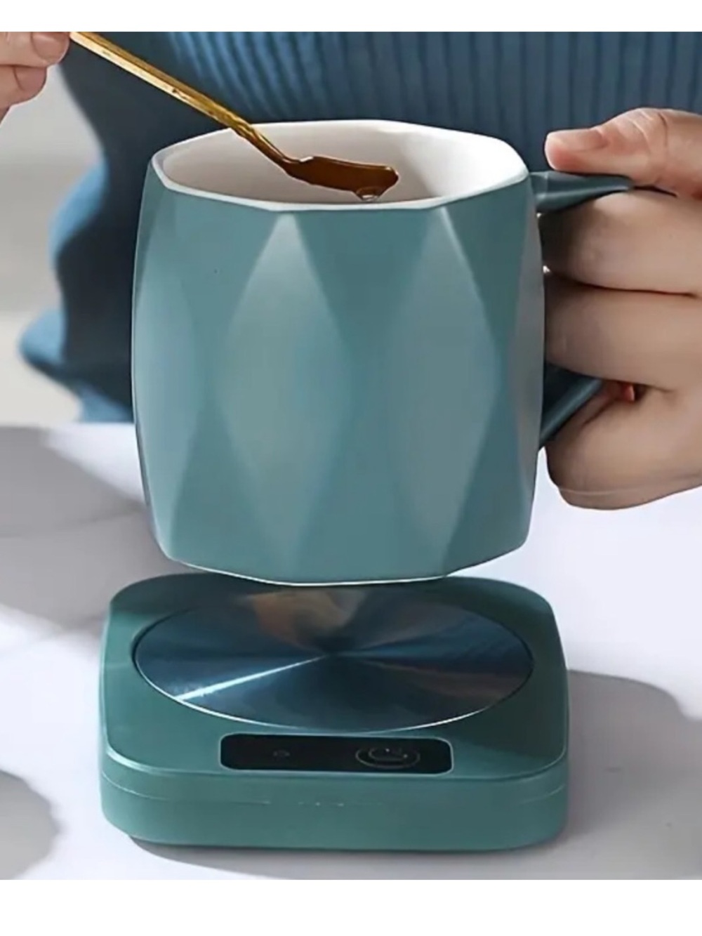 NWT NIB Smart Coffee Cup Warmer Tea Dark Green Mug Mat Plug In Office Home Dorm